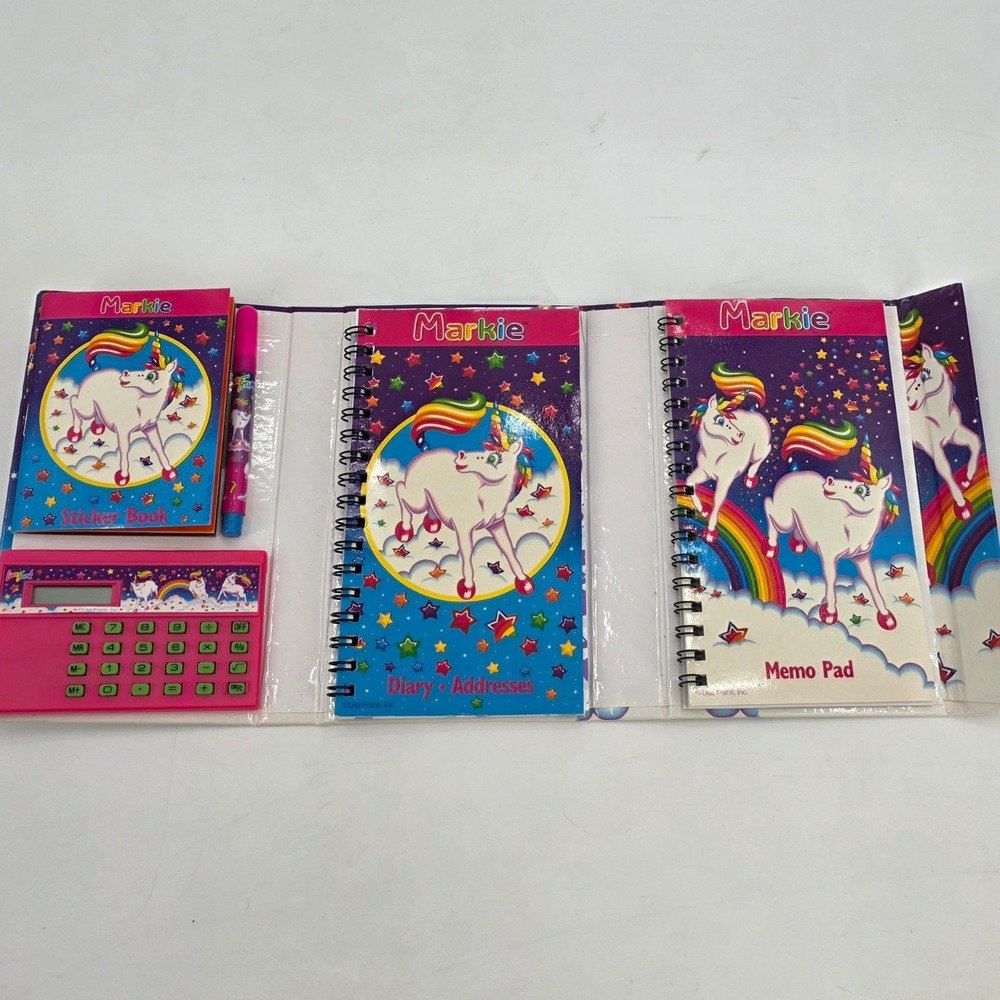 VINTAGE 90S LISA FRANK MARKIE FLIP OUTS ORGANIZER PLANNER UNICORN *READ* RARE - Picture 5 of 15